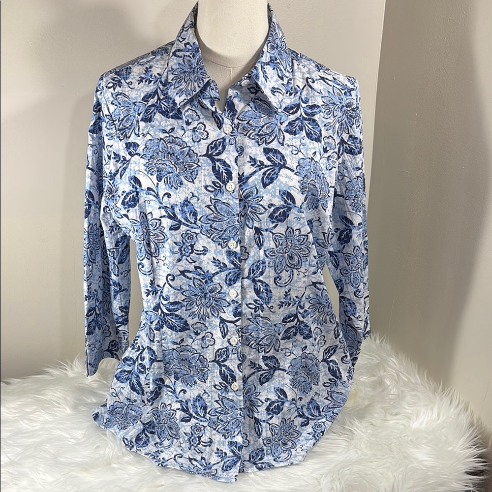 d&co Floral Blue Women's Top